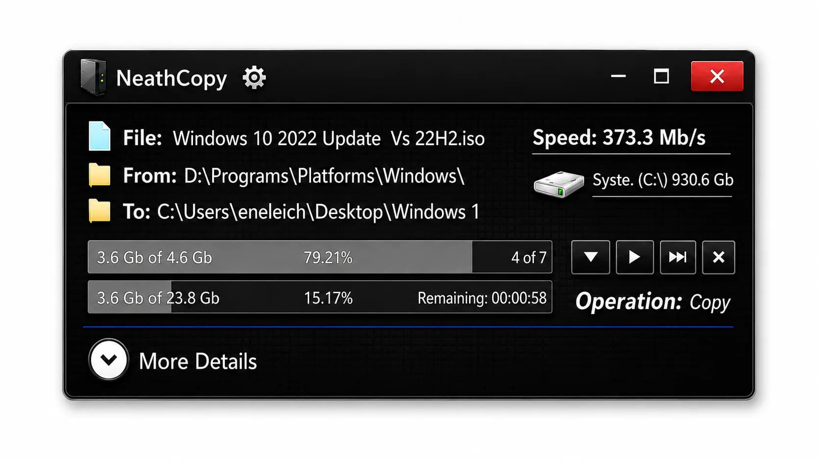Modern abstract Windows file copy utility interface