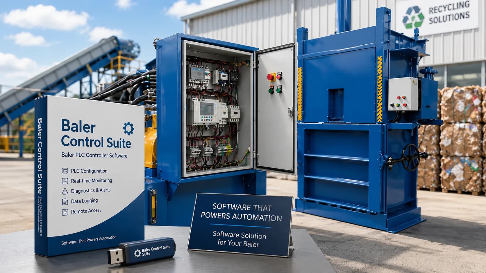 Industrial PLC baler controller system visualization